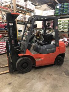Forklift inside a warehouse